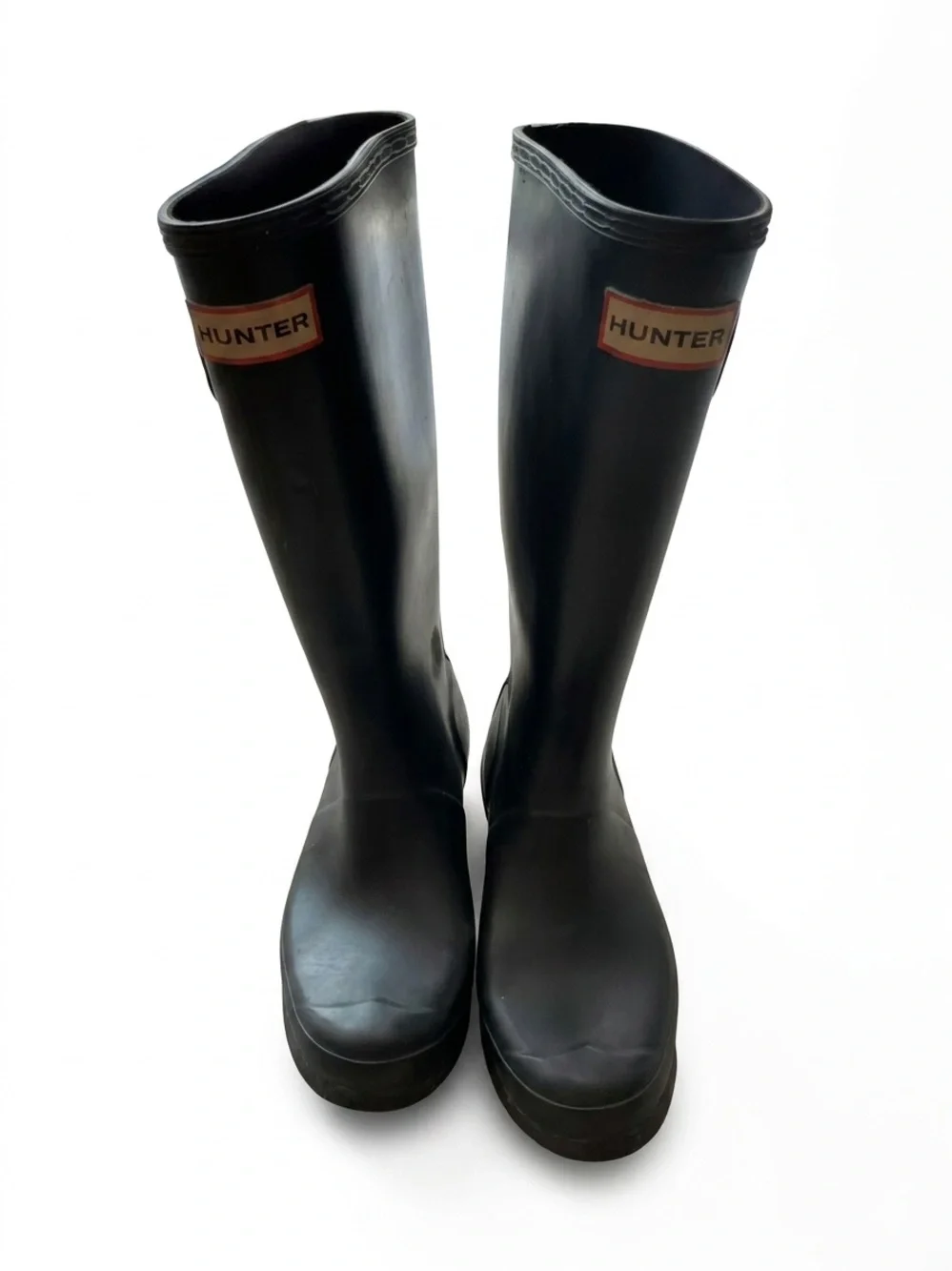 Hunter Black Gloss Kids Rain Boot (Interior View)